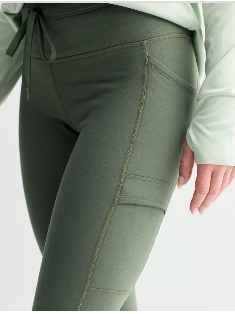 Tek warm gear Olive Green High-Rise Pocket Leggings fleece lined